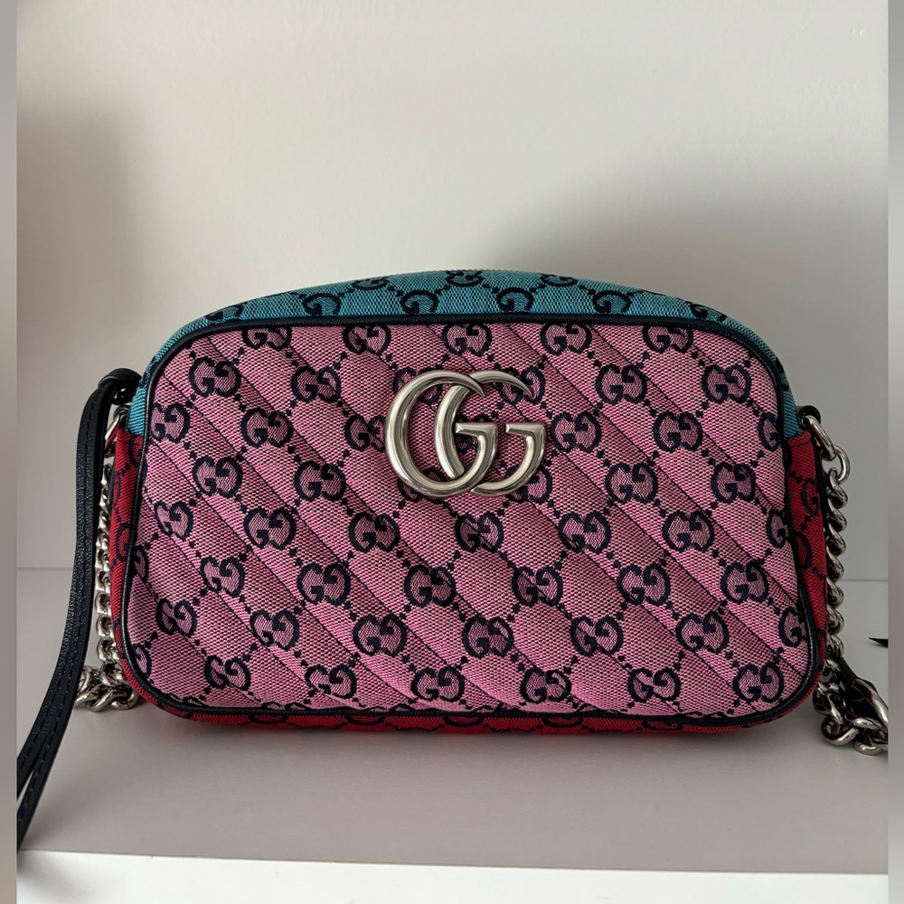 Gucci GG Marmont Multicolor Pink Blue Crossbody Bag